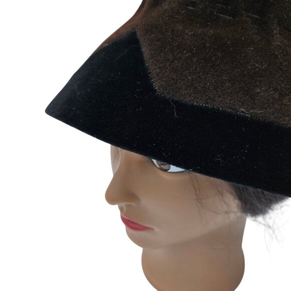 Vintage Yves Saint Laurent Brown Wool Bucket Hat Two Tone Italy 25" - Picture 12 of 12